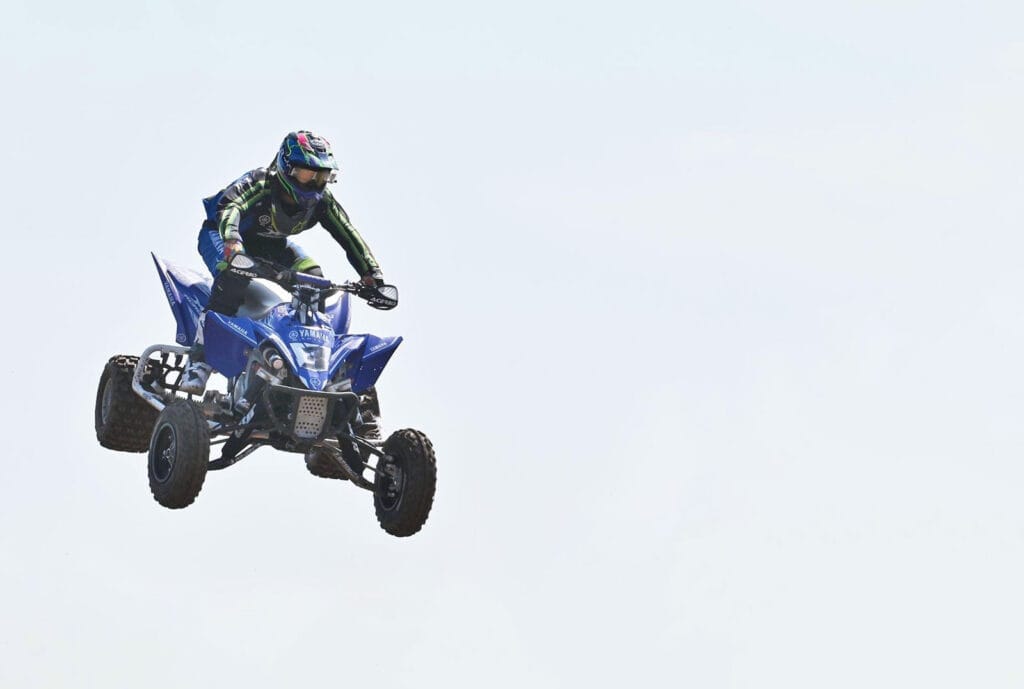 Oli Samson gets airborne riding his quad.